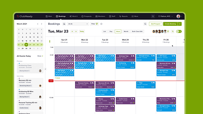 Booking Creation Flow for a SaaS Fitness Solution booking booking management bulk edit calendar view contact management crm fitness list view product design saas table ux animation yoga