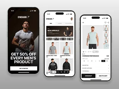 GYMSHARK - Ecommerce Mobile App app design buy clean design ecommerce fashion item list marketplace minimalist mobile app mobile design onlineshop shop shopify shopping store ui ui design uiux ux