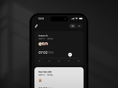 timezones with team members black and white cards concept design flat ios members mobile app select selector switch team timezone ui ui design ux ux design