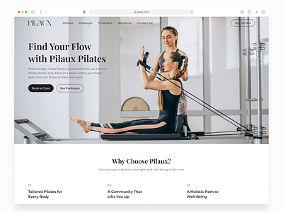 Pilaux - Pilates & Wellnes Studio Landing Page branding design designer figma high fidelity landing page landingpage logo typography ui ui design uidesign uiux ux ux design uxdesign uxui web design website website design