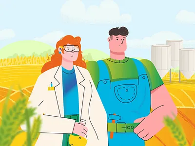 Gratitude to farmers. Explainer video 2d after effects agronomy animation character animation duik explainer farming grain illustration motion graphics texture tractor