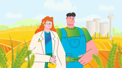 Gratitude to farmers. Explainer video 2d after effects agronomy animation character animation duik explainer farming grain illustration motion graphics texture tractor