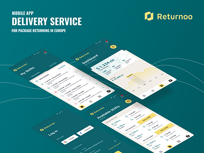 Delivery Service for Package Returning android business delivery ios mobile app package pickup postal shift uiux web