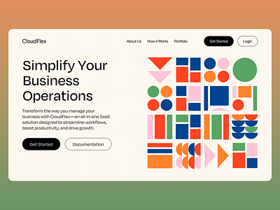 Business Management Platform by CloudFlex business growth business operations business platform cloud tech color palette documentation geometric shapes landing page management management platform marketing web modern productivity saas saas solutions task automation ui design user interface web design workflow
