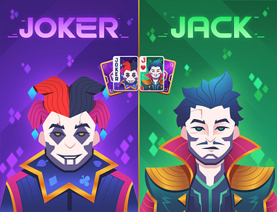 Wager: Promo Art 3 (PEPE Event) 2d game art card design cards casino character design clown deck flat flat illustration gambling illustration jack joker playing cards poker prince