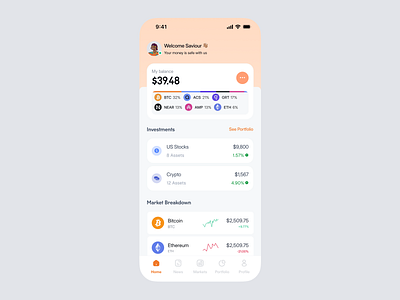 Homepage Crypto App design product design ui uiux ux