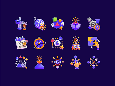 Creative Process 3D Icons 3d 3d icon 3d illustration blender creative creative process cycles design thinking eevee icon icon set illustration out of the box process thinking