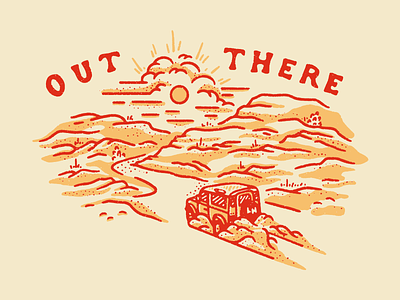 Out There art howdy illustration nature off road out there red sun texture western
