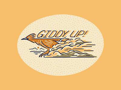 Giddy Up! art fast giddy up illustration roadrunner texas texture vector vintage western yellow