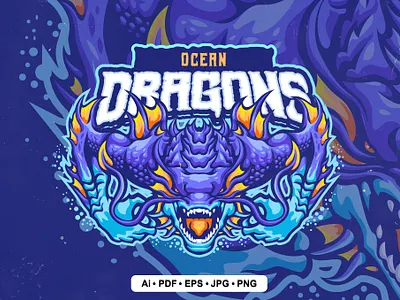 Ocean Dragon Logo 3d 3d letter abstract animation branding concept creative design graphic design illustration logo mockup motion graphics ocean ocean dragon sport mockup template ui vector