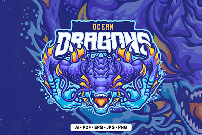 Ocean Dragon Logo 3d 3d letter abstract animation branding concept creative design graphic design illustration logo mockup motion graphics ocean ocean dragon sport mockup template ui vector