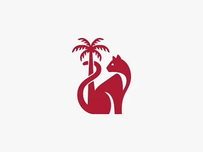 Cat palm tree logo animal art deco beach brand branding california cat design dignified elegant hawaiian la logo mark palm tree pet rescue stately tree tropical