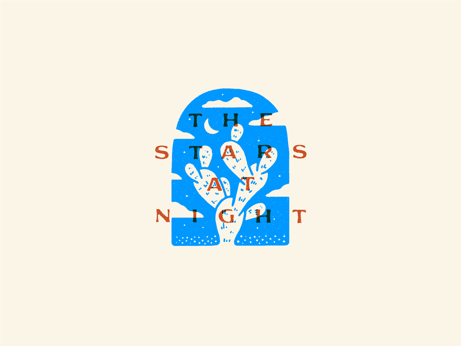 The Stars at Night art blue cactus design illustration red stars texas texture vector white