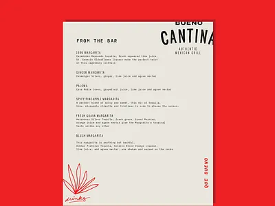 bueno cantina menu cantina food menu restaurant branding tacos