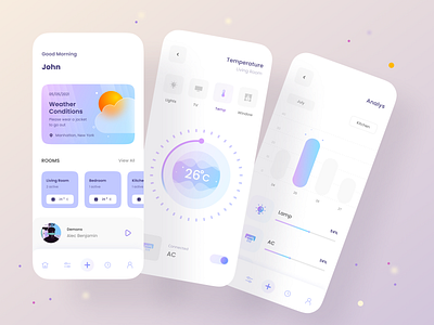 Smarthome app apps color colors dashboard gradient mobile mobileapp sergushkin sergushkin.com slider smarthome temperature ui ux weather