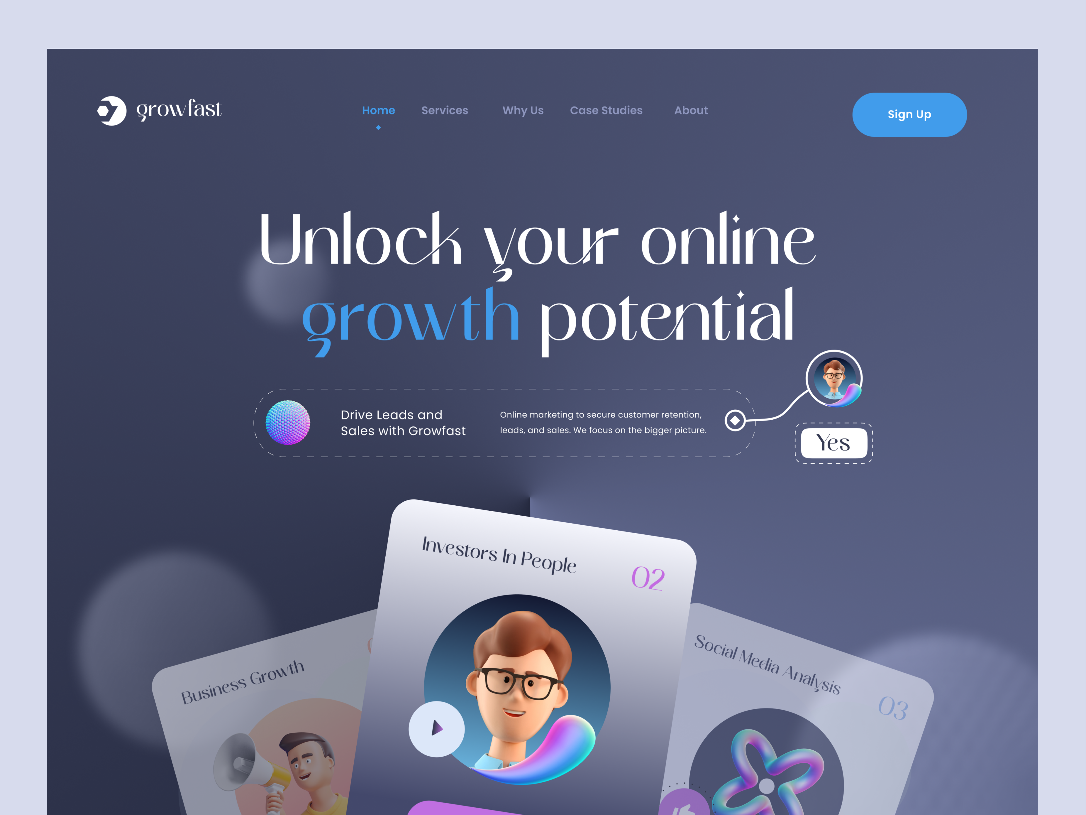 Marketing Agency Website! 3d creative design hero illustration logo marketing product design ui uidesign uxdesign webdesign