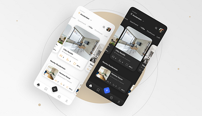 Real Estate Service App apartment app architecture creative dark mode home house mobile property real estate rent renting residential ui ux villa