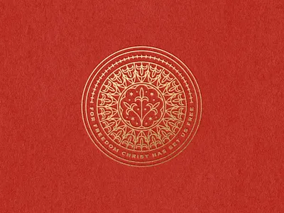 For freedom Christ has set us free badge bible bible design branding design engraving etching illustration logo logo design peter voth design vector