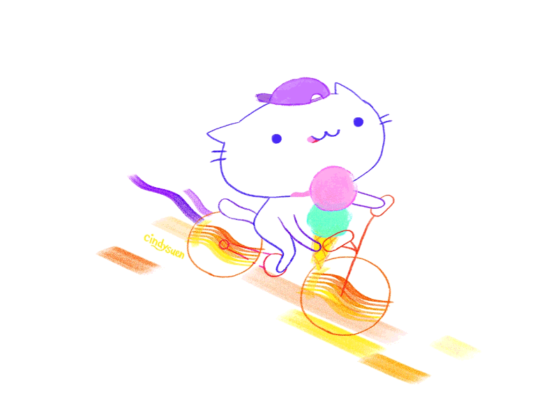 Ice Cream Bike Ride 2d animation animated gif animation bike cat frame by frame gelato gif ice cream