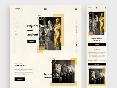 Museum Website branding classic clean design dribbbler exhibition logo museum popular sculpture trend ui uidesign uiux ux web website