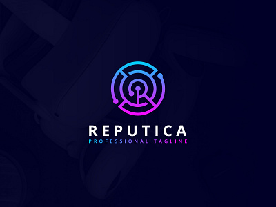 Reputica R Letter Logo colorful sharp technology