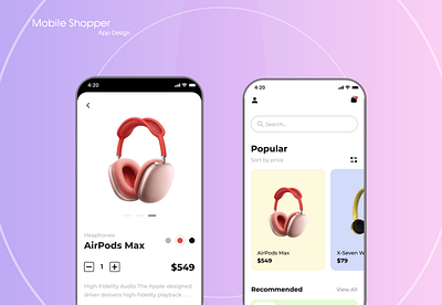 Mobile Shopper app design graphic design ui