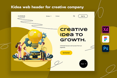 Kidea - Web Header for Creative Company 3d animation 3d art 3d character 3d illustration app company design finance header illustration landing page template ui uiux ux web web header website work