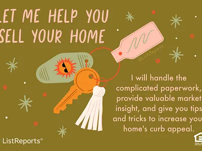 Let Me Help You Sell Your Home hand lettering home house house key illustration key ring keys real estate sell