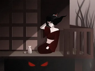 Futakuchi-Onna adobe illustrator art creepy darkness girl graphic illustration japan mythology vector women