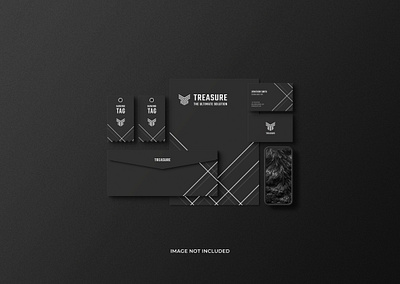 Dark Stationary Mockup branding business card dark design envalope hanging tag logo luxury mockup modern phone presentation smartphone stationary tag