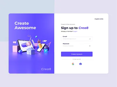 Sign up 3d app application design case study create account design graphic design illustration login minimal moble sign sign in sign up ui uiux user interface ux web