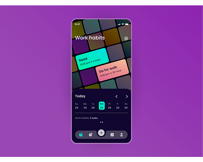 Rebound shot for Habit builder app by Tubik dark theme habit builder habit tracker tubik ui