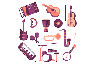 Musical instruments cartoon illustration vector