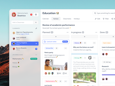 Online Group Study - Dashboard academy class classmate college course education educational edutech group study kanban learn learning platform lesson online course online education school study studying teaching university