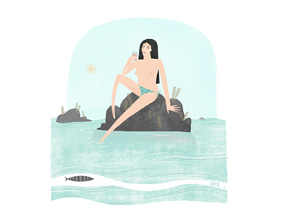 Summer days. Loving free fish. Hate fishermen angeladelavega digitalillustration fish illustration ilustración digital juice photoshop vegan water woman