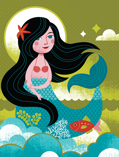 Mermaid aquatic beach character character design children creature fish girl illustration kids legend licensing mermaid ocean pattern