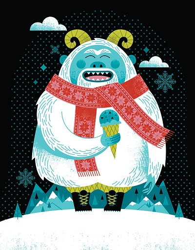 Yeti childrens cold creature illustration kids legend licensing monster pattern sasquatch winter