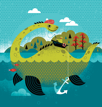 Nessie adventure childrens illustration kids legend licensing loch ness monster pattern scotland texture toy