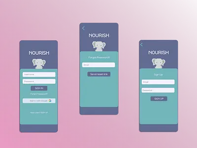 NOURISH - Login Flow app design icon login flow mobile app ui ux