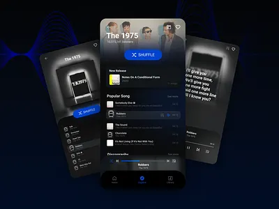 Music Player Mobile App darkmode design figma glassmorphism graphic design musicplayer ui userinterface ux