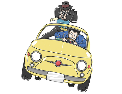 Lupin III Chase 80s anime art color design lupin lupin iii retro sketch yellow