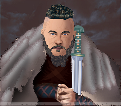 Ragnar From VIKINGS arts artworks design illustrations vector graphics vector portraits vectorart