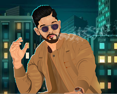 Allu Arjun South Indian Actor art artworks graphic design vector graphics vector illustraions vector portraits