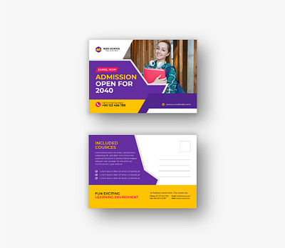 School Admission directmail or eddm Postcard design flyer