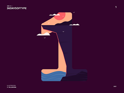 1 1 36daysoftype creative flat graphic design illustration minimal nature number silhouette type type design typography vector art visual design