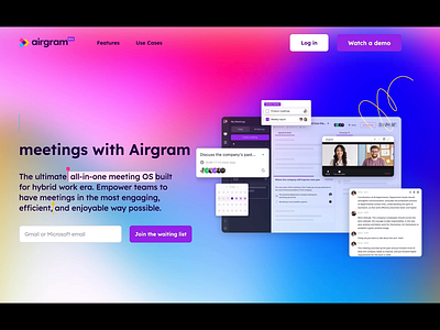 Landing page of Airgram animated background animation app banner branding color design gradient gradient background homepage illustration landing landing page landingpage logo saas saas landingpage ui web ui webdesign