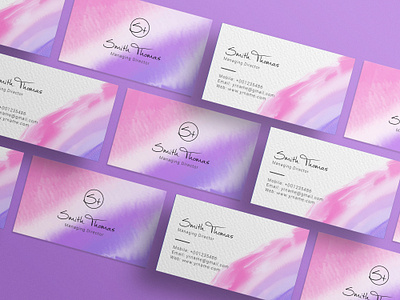 Watercolor Business card Design branding business card calligraphy card company branding design identity illustration lettering logo marker stationery ui watercolor watercolor business card