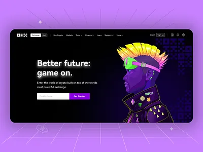 OKX, game on design graphic design illustration landingpage visual
