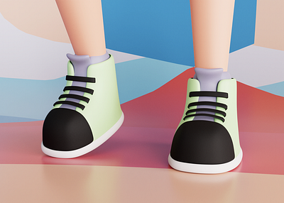 Snap It 3d 3dart 3dblender blender cartoon cute illustration moody shoes sneakers