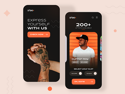 Tattoo Artist Booking Mobile App artist booking design designer designlove designlover dribbbleshot tattoo ui uidesign